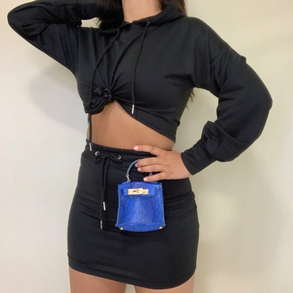 Black Mini Skirt & Crop Sweater Set